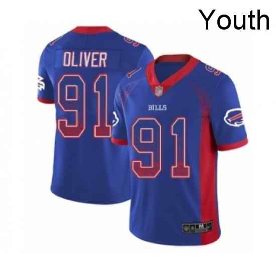 Youth Buffalo Bills 91 Ed Oliver Limited Royal Blue Rush Drift Fashion Football Jersey